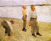 Karoly Ferenczy Boys Throwing Pebbles into the River painting